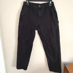 Carhartt 36x32 Black Flannel Lined Loose Original Fit Carpenter Pants Workwear